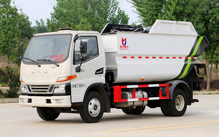 骏铃V3自装卸式垃圾车 后装